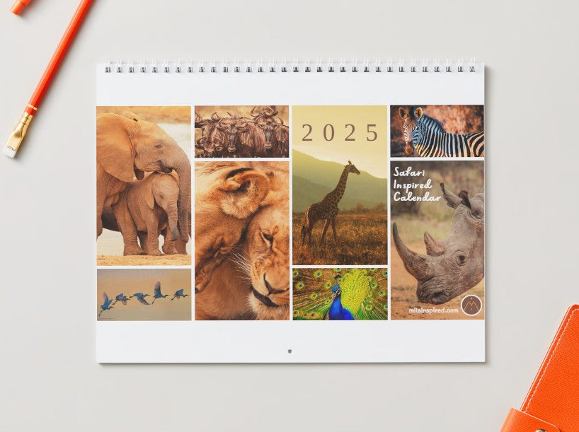 Digital 2025 Calendar with African Safari-Inspired Images - Stunning African Wildlife with Inspiring Sayings