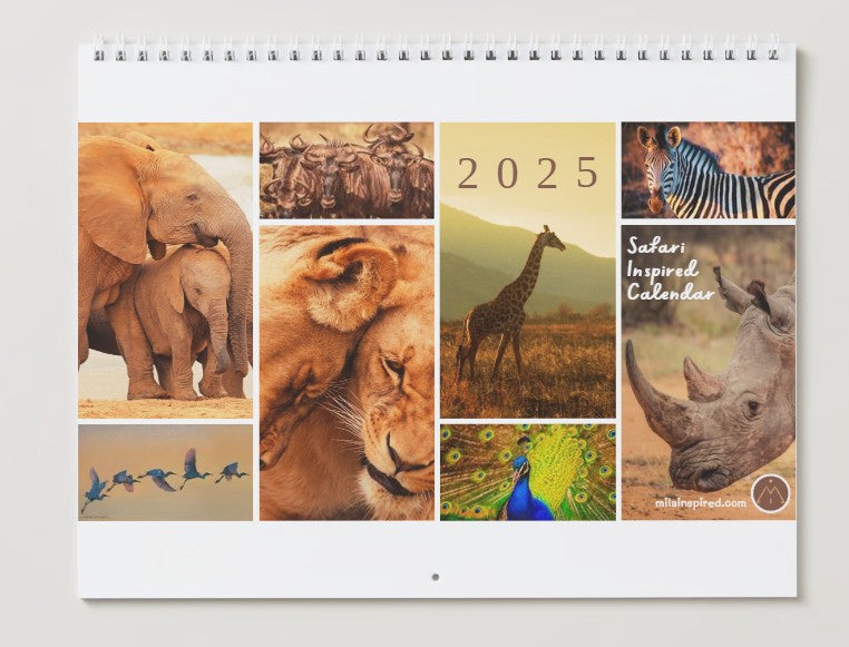 Digital 2025 Calendar with African Safari-Inspired Images - Stunning African Wildlife with Inspiring Sayings