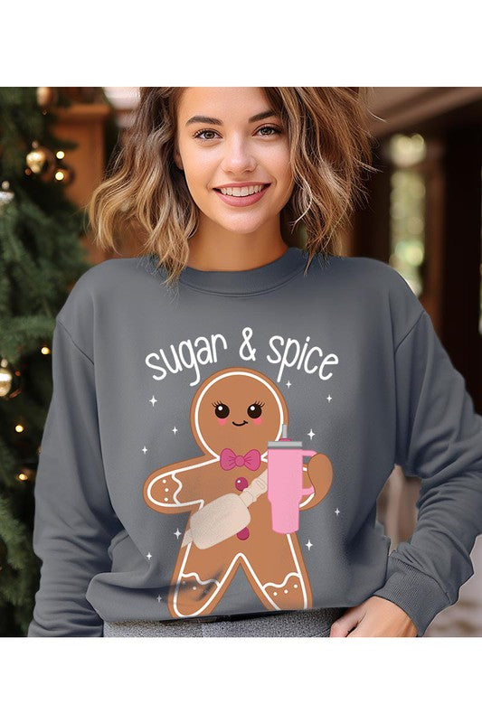 Christmas Sugar and Spice Gingerbread Man Unisex Fleece Sweatshirt