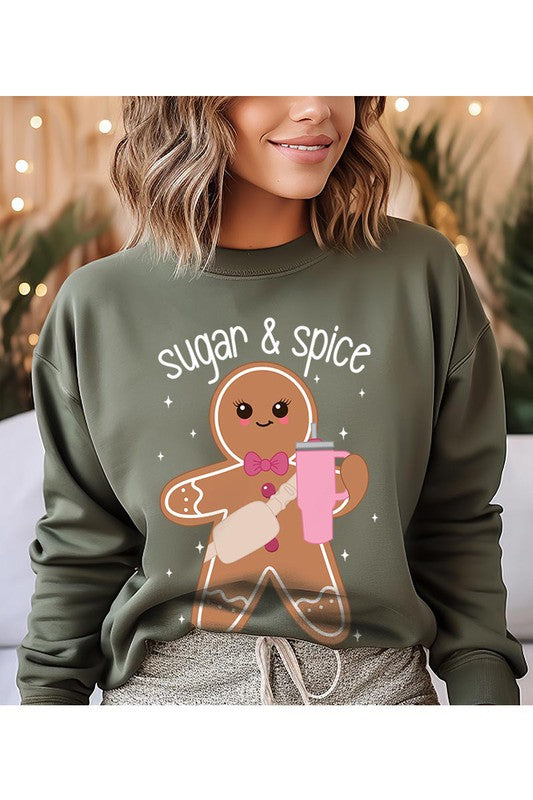 Christmas Sugar and Spice Gingerbread Man Unisex Fleece Sweatshirt