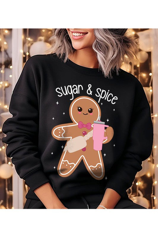 Christmas Sugar and Spice Gingerbread Man Unisex Fleece Sweatshirt