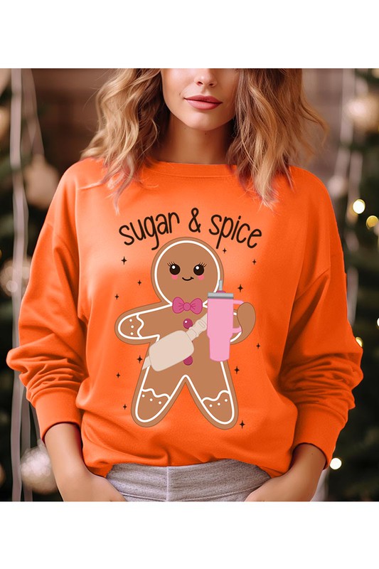 Christmas Sugar and Spice Gingerbread Man Unisex Fleece Sweatshirt