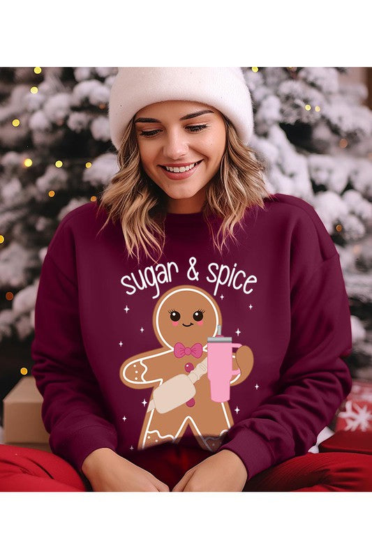 Christmas Sugar and Spice Gingerbread Man Unisex Fleece Sweatshirt