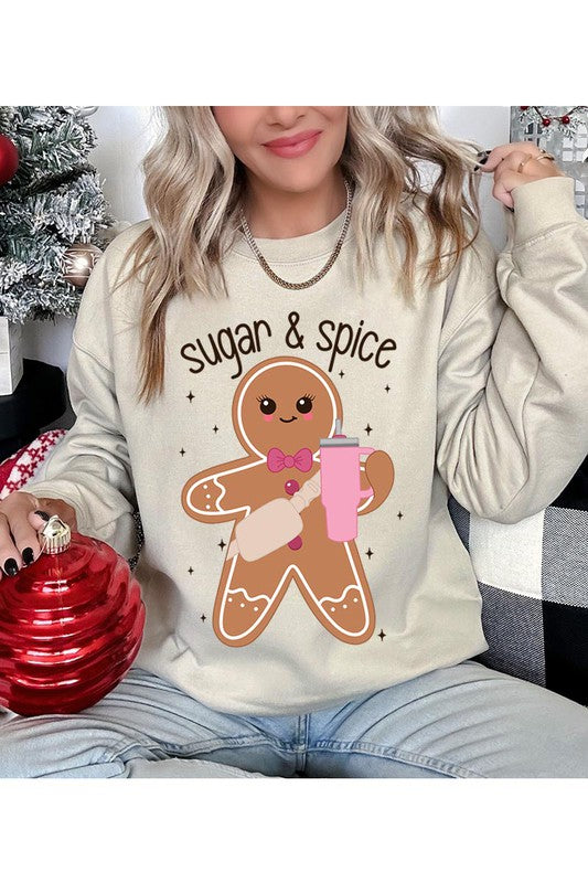 Christmas Sugar and Spice Gingerbread Man Unisex Fleece Sweatshirt