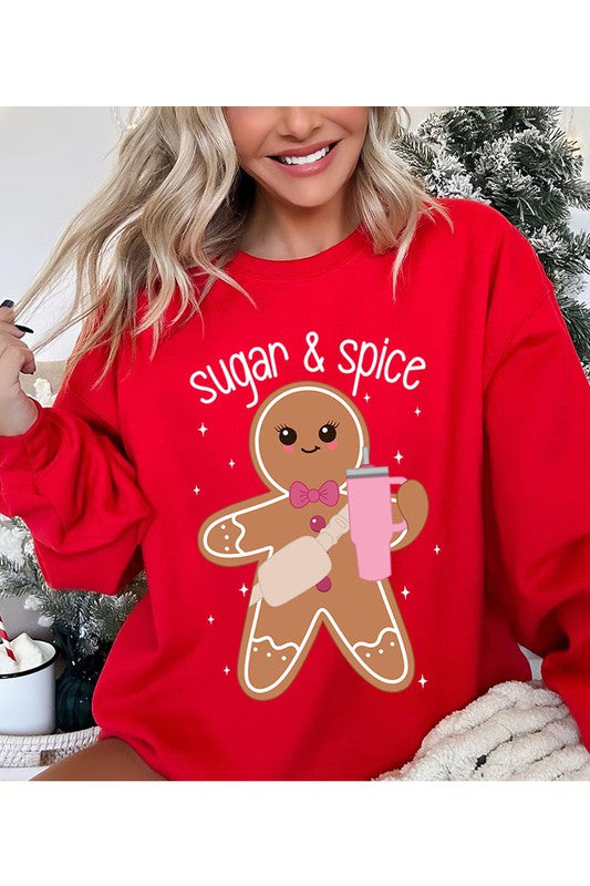 Christmas Sugar and Spice Gingerbread Man Unisex Fleece Sweatshirt
