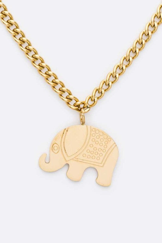 Stainless Steel Elephant Pendant Necklace