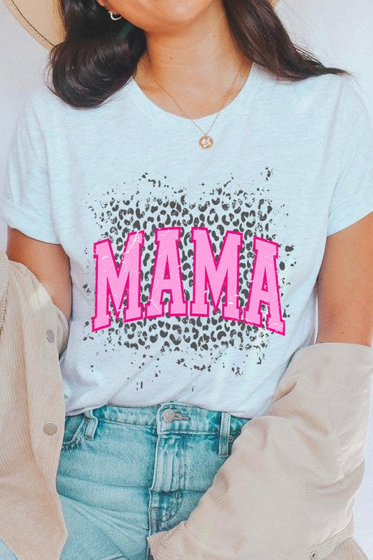 Pink Leopard Mama Mothers Day Graphic T Shirts