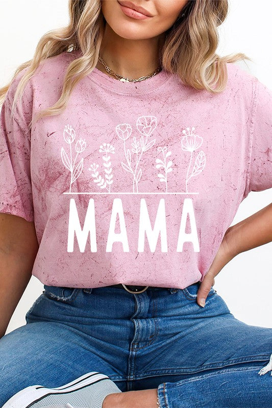 Mother's Day Mama Floral Top Color Burst Tee