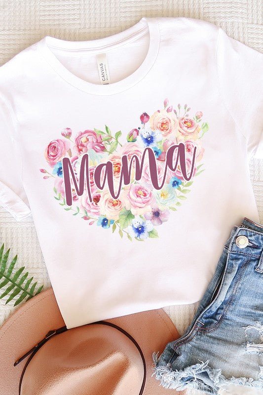Mother's Day Mama Floral Heart Graphic Tee