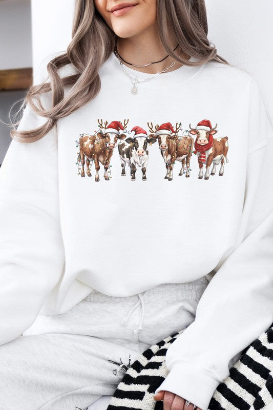 Cow Farm Animal Christmas Light Sweatshirt