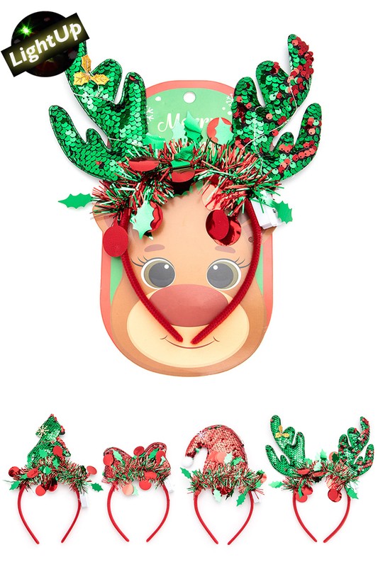 LED Light UP Christmas Headband Set