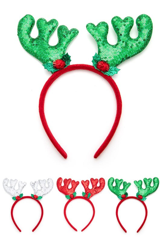 Sequins Christmas Reindeer Headband Set