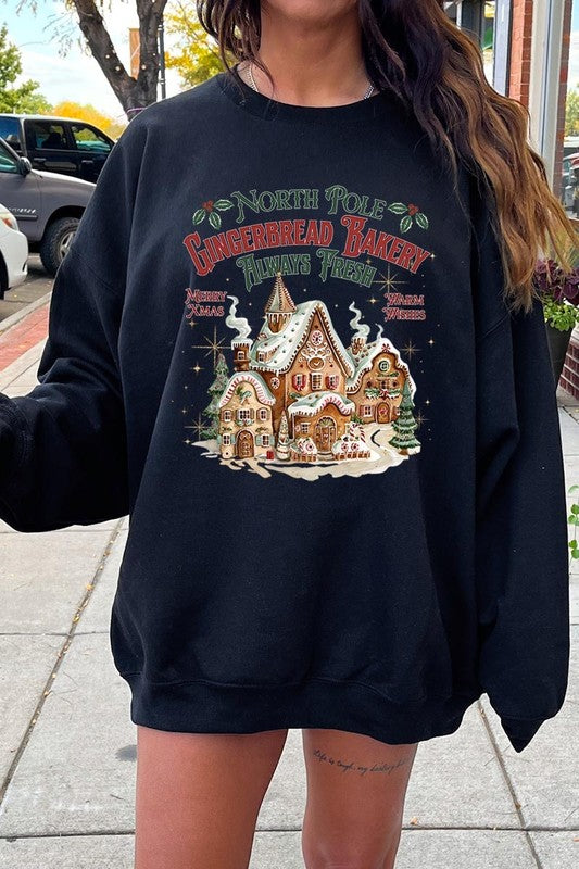 Gingerbread Bakery Graphic Fleece Sweatshirts