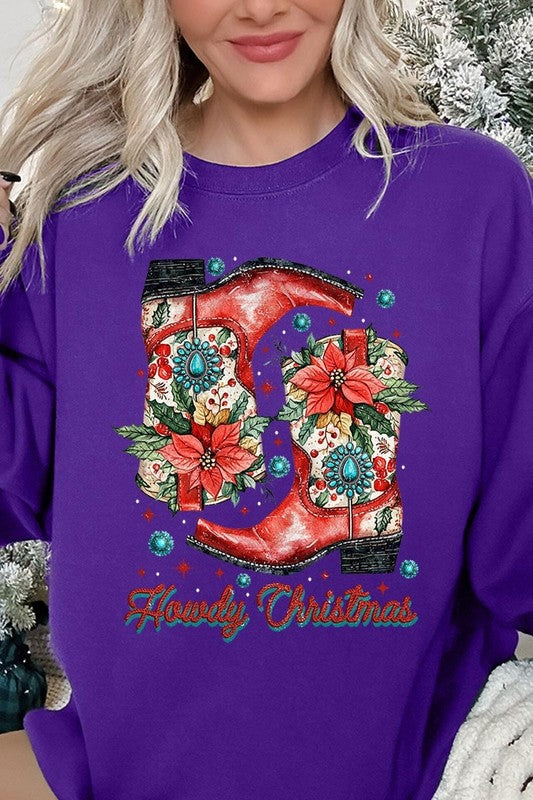 Howdy Christmas Graphic Fleece Sweatshirts