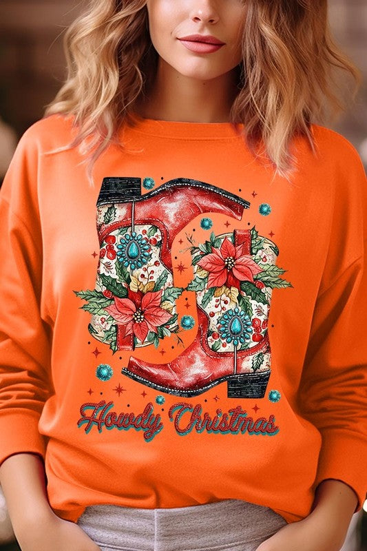 Howdy Christmas Graphic Fleece Sweatshirts