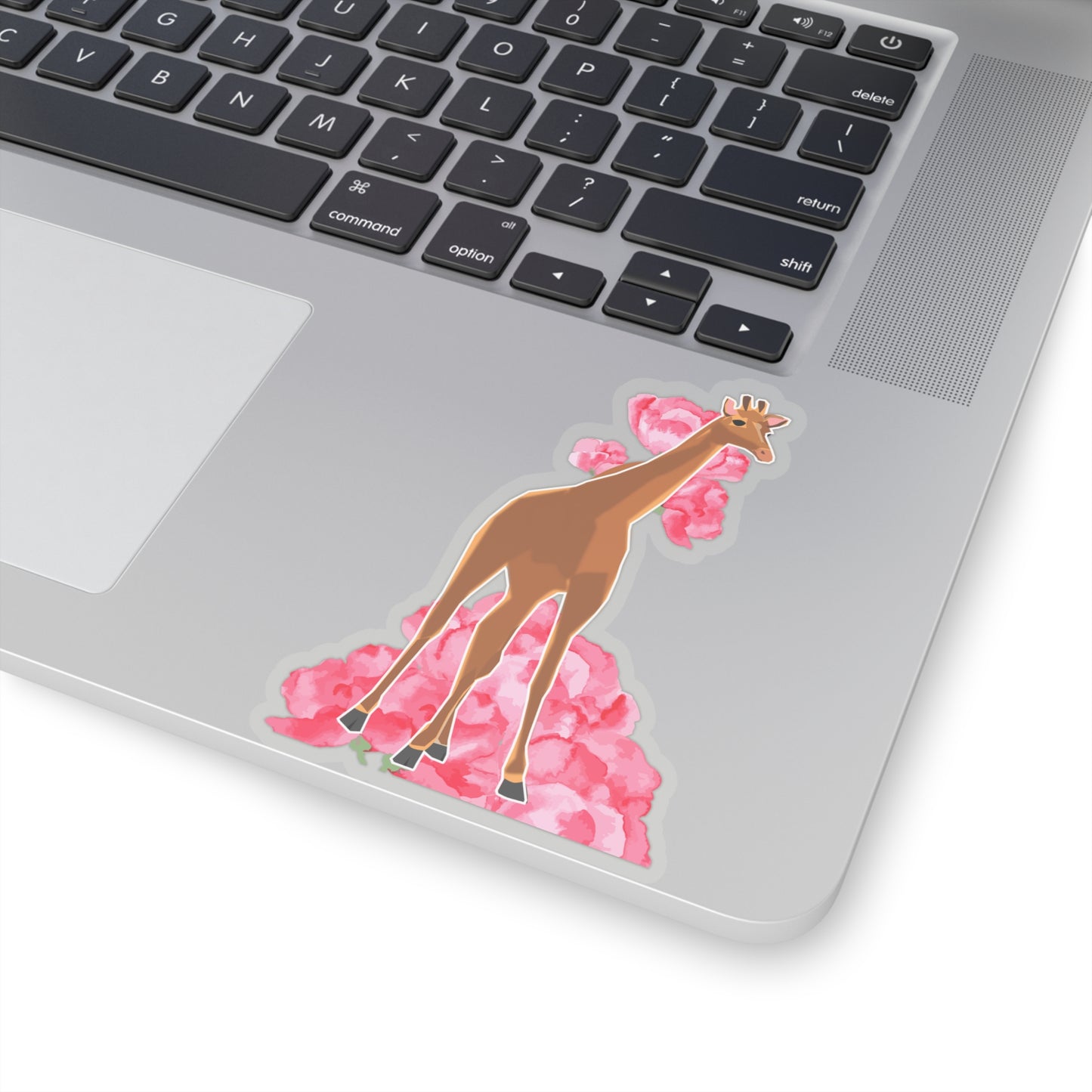 Spotless Baby Giraffe with Flower Background Kiss-Cut Stickers