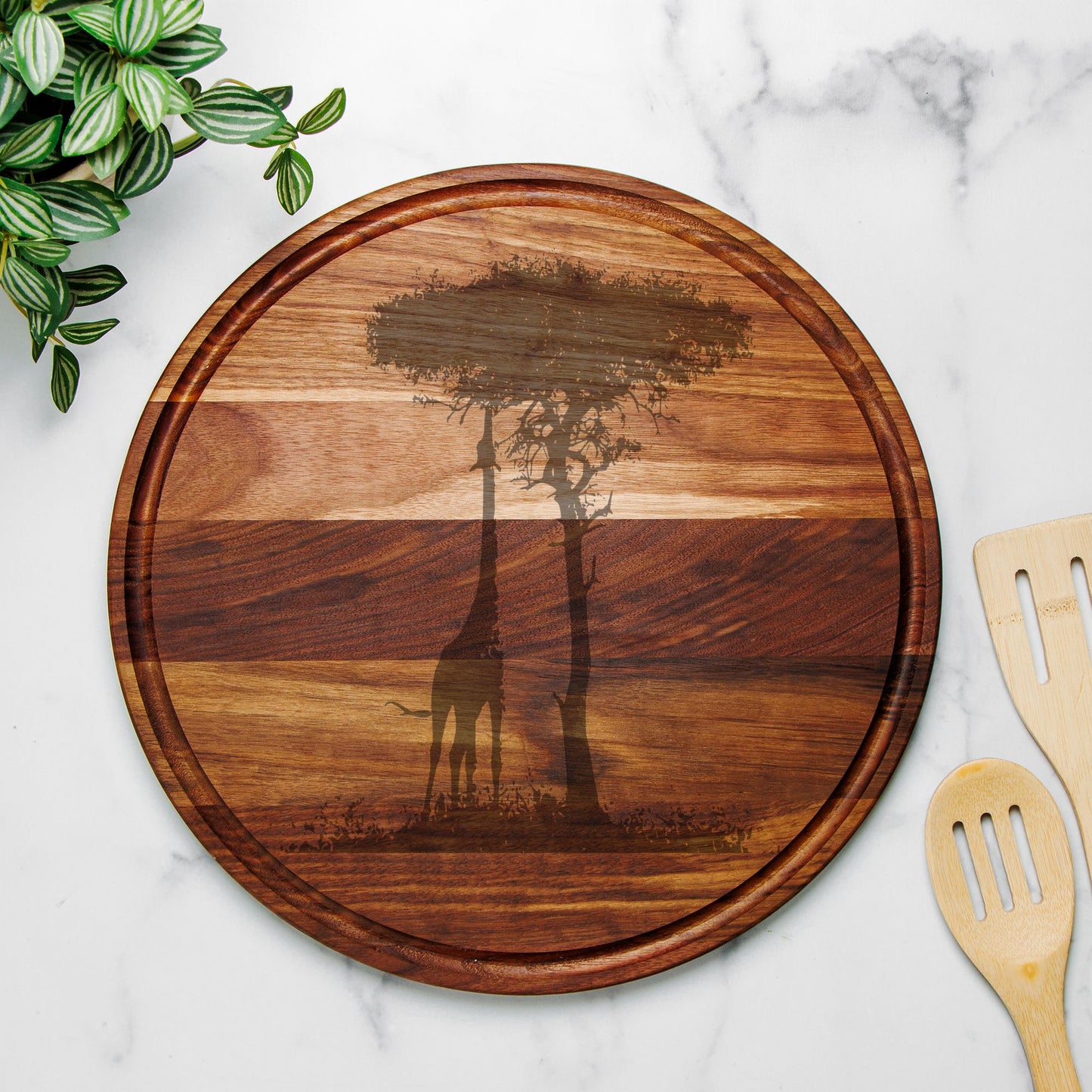 Giraffe Walnut Charcuterie Board with Groove – Serving Board, Housewarming Gift, Wedding Gift, Cutting Board