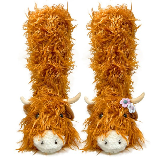 Highland Cattel - Kids' Plush Animal Slipper Socks