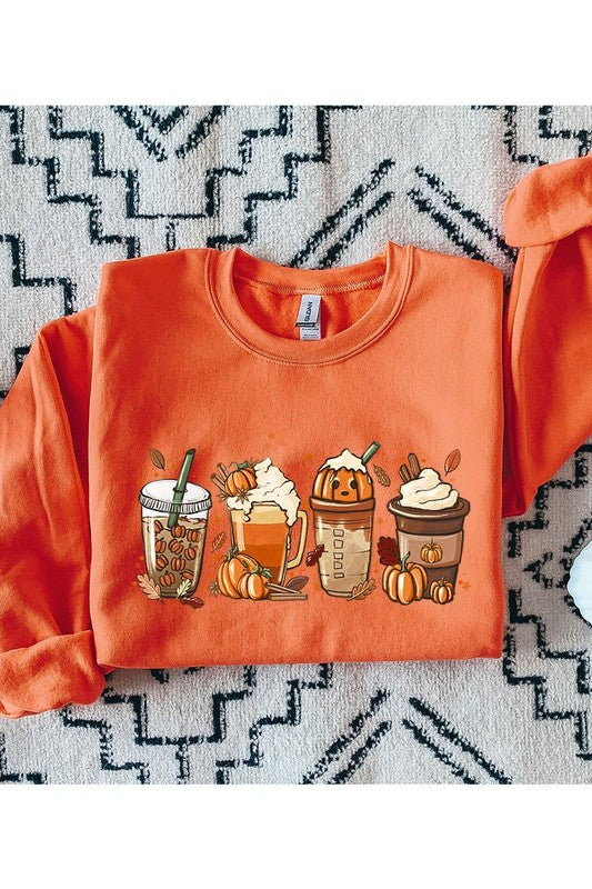 Cute Spice Latte Pumpkin Unisex Fleece Sweatshirt