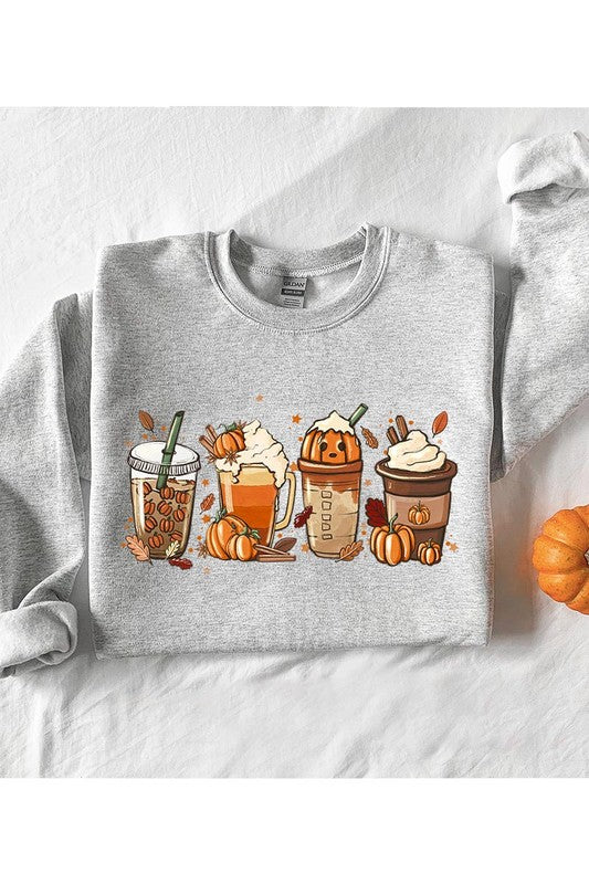 Cute Spice Latte Pumpkin Unisex Fleece Sweatshirt