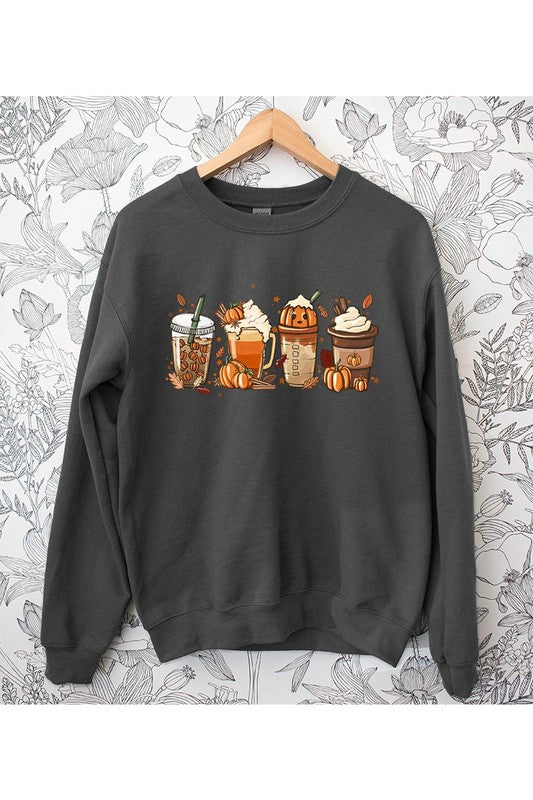 Cute Spice Latte Pumpkin Unisex Fleece Sweatshirt
