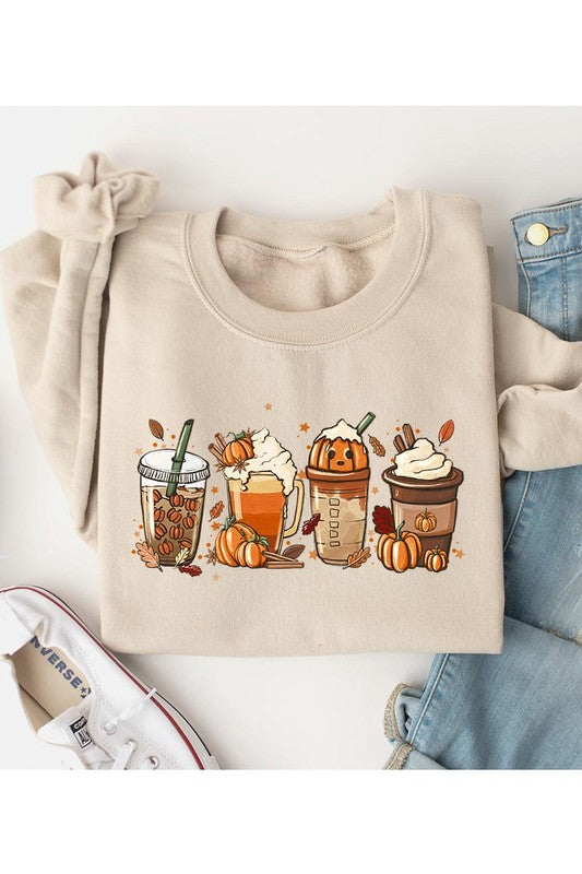 Cute Spice Latte Pumpkin Unisex Fleece Sweatshirt