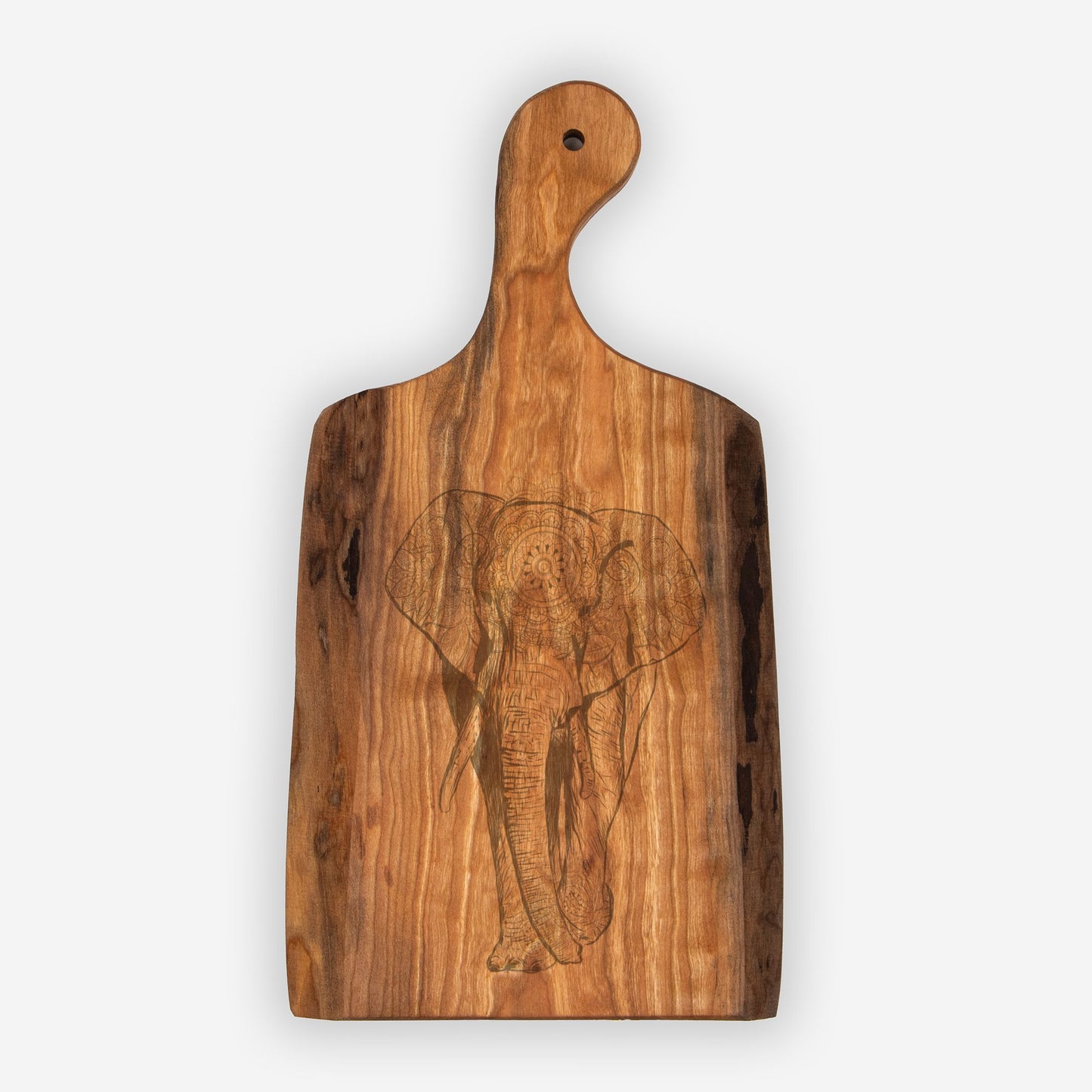 Live Edge Cherry Serving Board Mandala Elephant – Charcuterie Board, Housewarming Gift, Engraved Cheese Platter