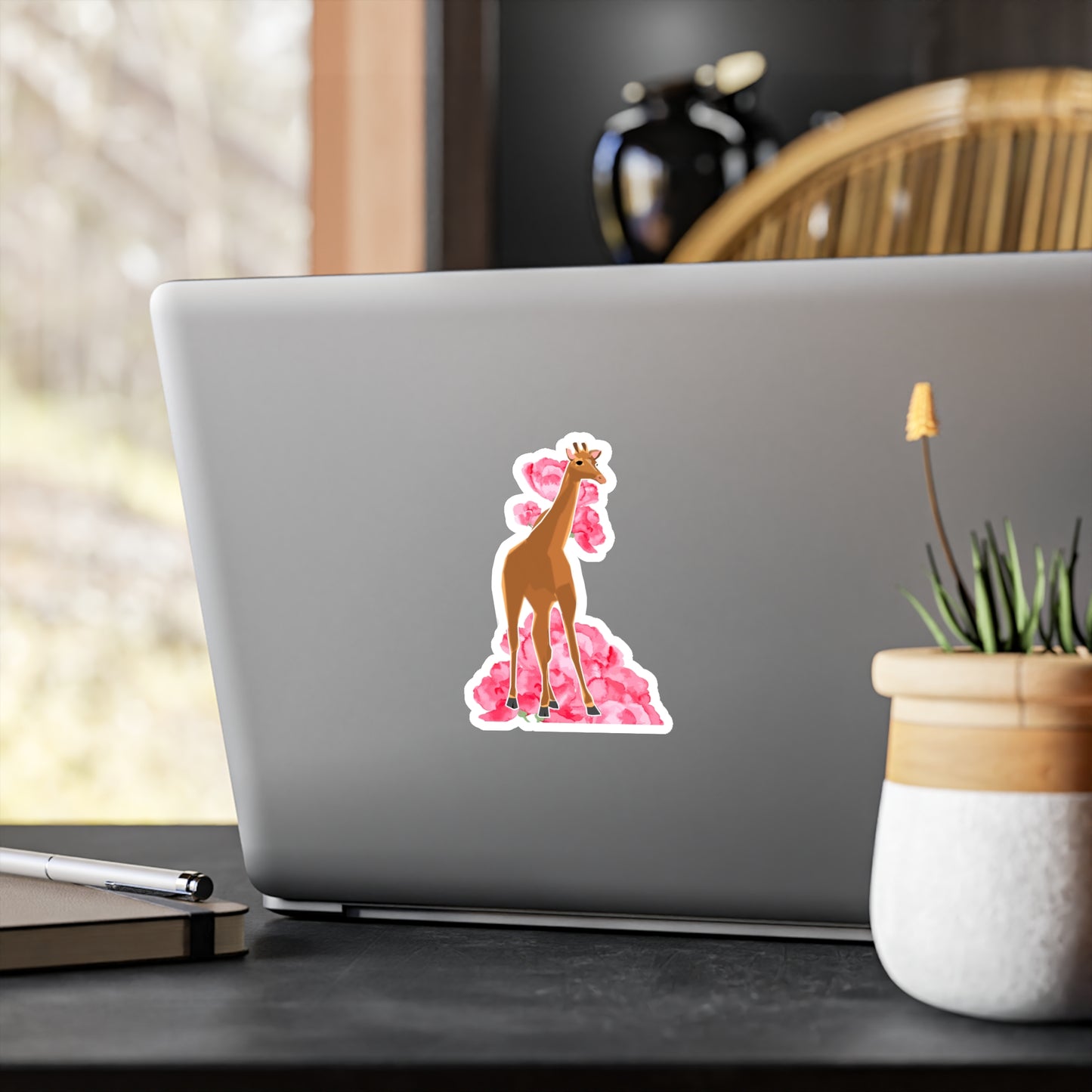 Adorable Spotless Baby Giraffe with a Flower Crown | Cute Safari Decal For Boys, Girls, Kids| Waterproof, Vinyl and Dishwasher Safe | Laptop, Water bottle, Planner, Tumbler