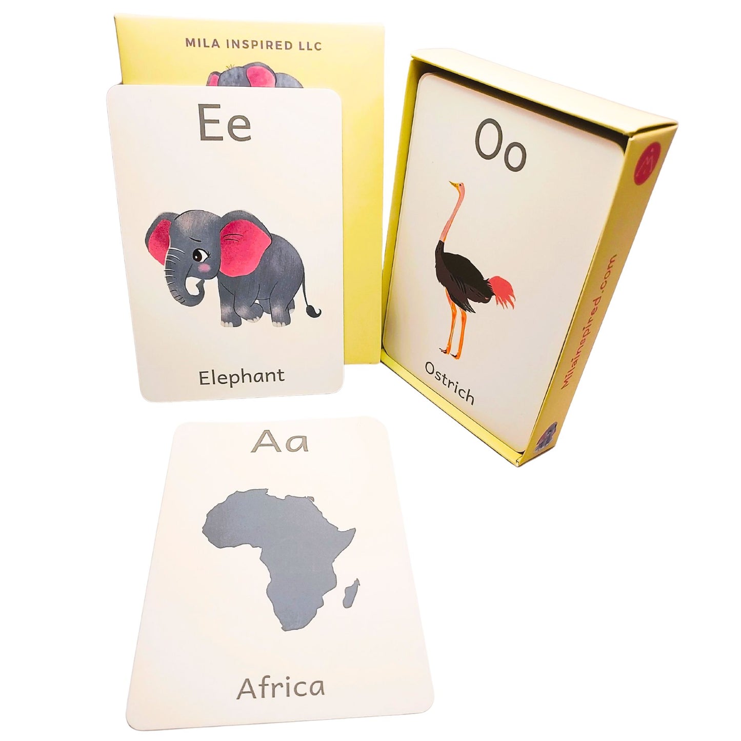 Fun Safari Alphabet Flash Cards from The Little Elephant's Big Adventure Book | Amara Baby Elephant ABC Cards | Fun Children's A to Z Learning Cards