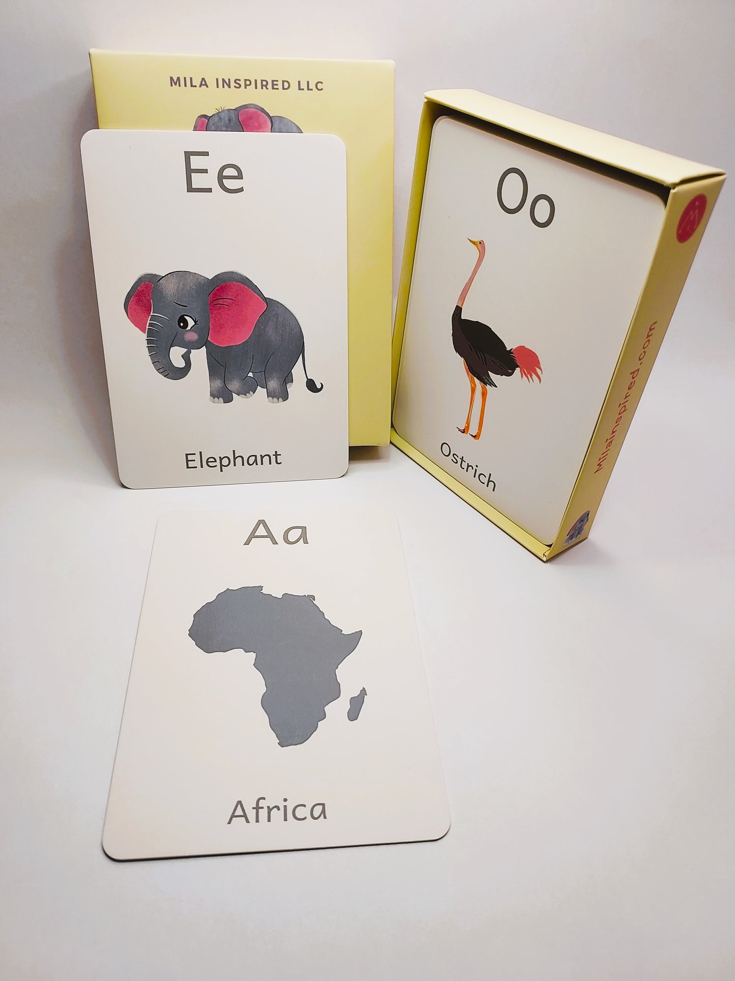 Fun Safari Alphabet Flash Cards from The Little Elephant's Big Adventure Book | Amara Baby Elephant ABC Cards | Fun Children's A to Z Learning Cards