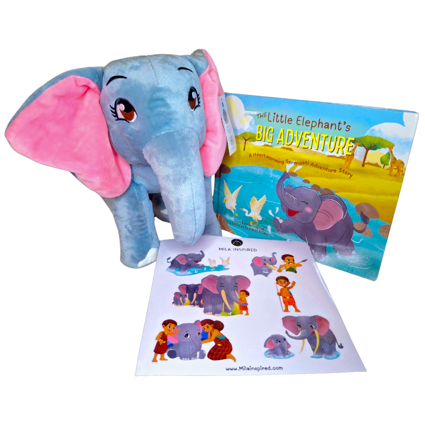 🐘 Screen-Free Elephant Gift for Kids (Ages 3–7) Book + Plush + FREE Sticker Sheet + FREE U.S. Shipping