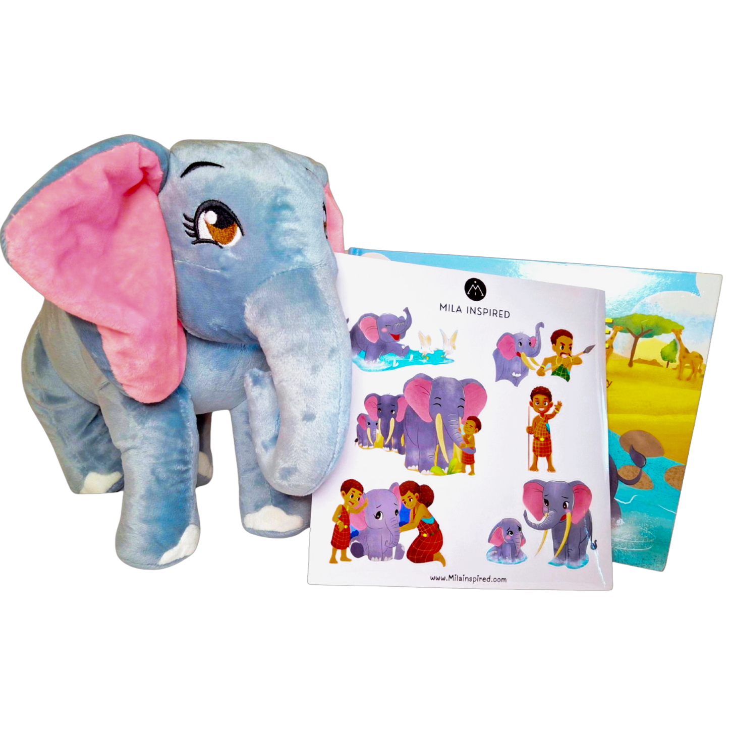 🐘 Screen-Free Elephant Gift for Kids (Ages 3–7) Book + Plush + FREE Sticker Sheet + FREE U.S. Shipping