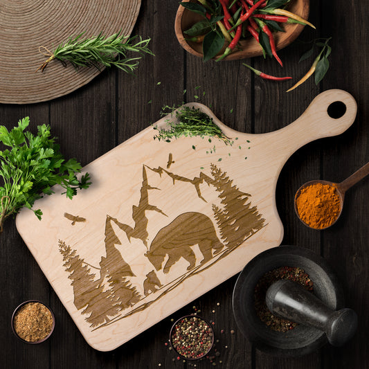 Black Bear Maple & Walnut Hardwood Cutting Board: Nature's Artistry for Your Culinary Creations