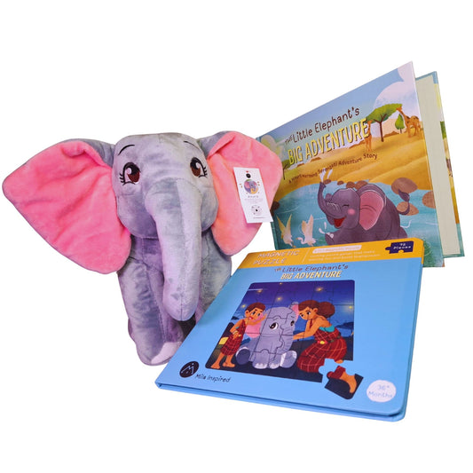 Amara’s Safari Gift Bundle – Book, Plush & Puzzle for Ages 3–9 | Inspires Courage & Empathy