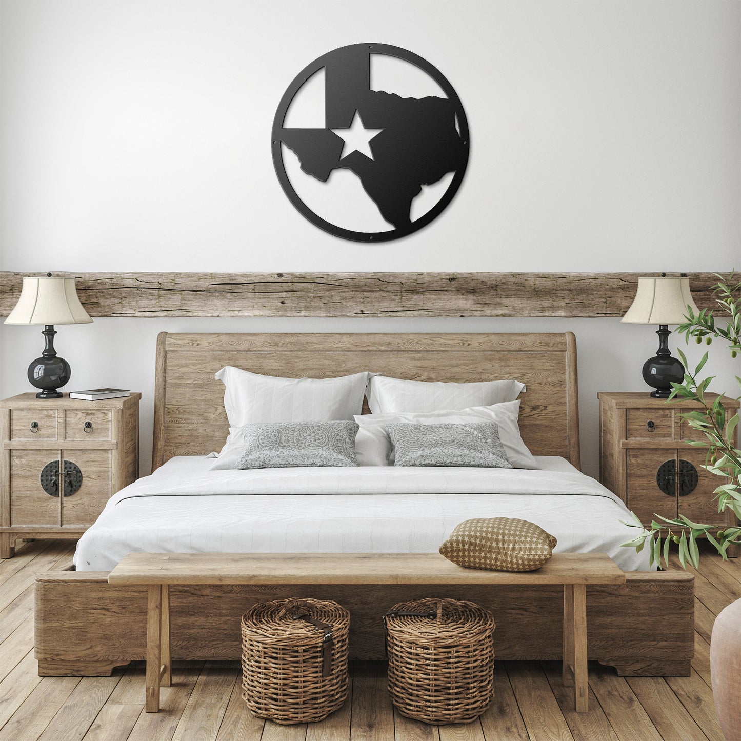 Farmhouse Texas State Map Metal Wall Art with Lone Star | Durable Steel | 5 Colors | 6 Sizes | Indoor/Outdoor Décor | Texas State Wall Sign | Housewarming Gift