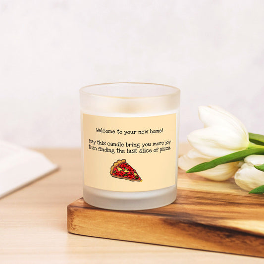 Pizza candle with funny saying, various fragrances