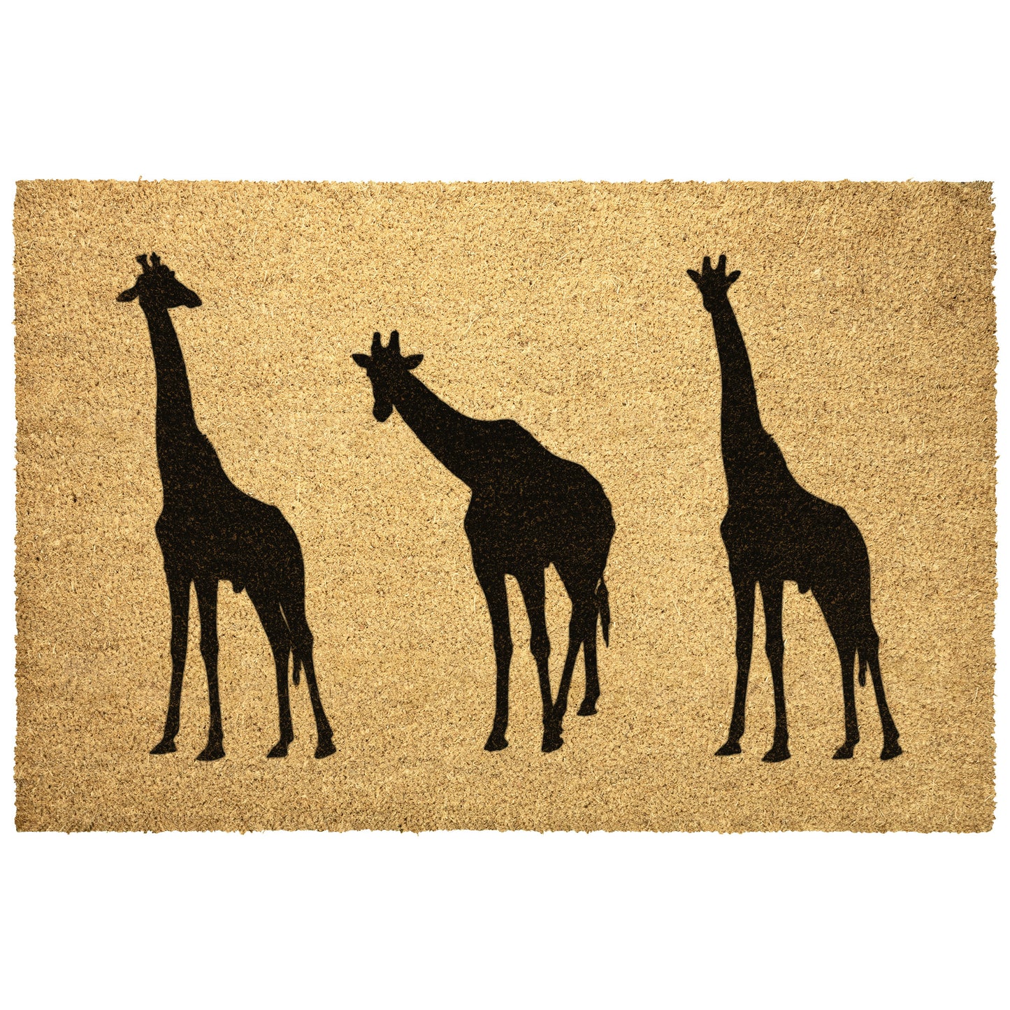 Giraffe Trio Front Door Mat, Durable Outdoor Coir Mat, Cool Entryway Mat, Welcome Animal Lover Mat, Whimsy Giraffe, Functional New Home Gift