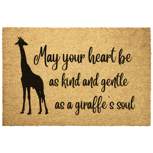 Kind Giraffe's Soul Welcome Home Mat, New House Patio Gift, Stylish Animal House Decor, Coconut Coir Mat, Durable Front Door Mat, Outdoor