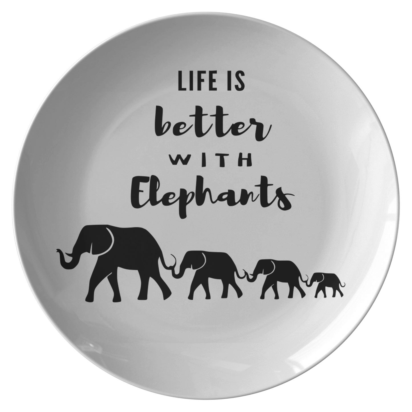 Elephant Round Plate - Decorative Holiday Plate with elephant family