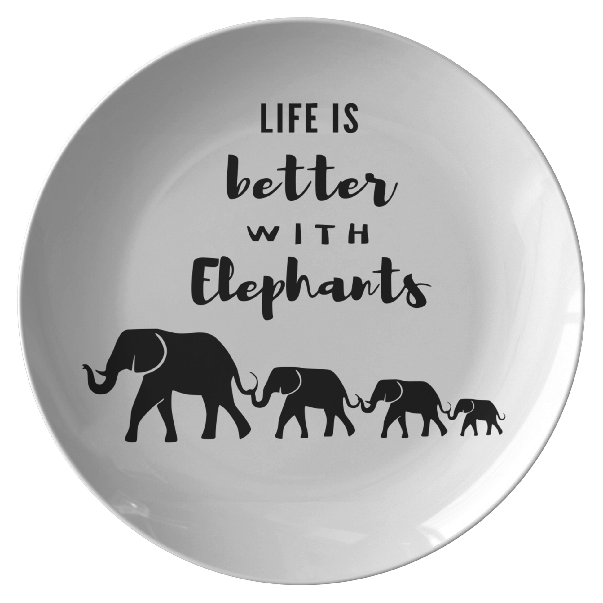 Elephant Round Plate - Decorative Holiday Plate with elephant family