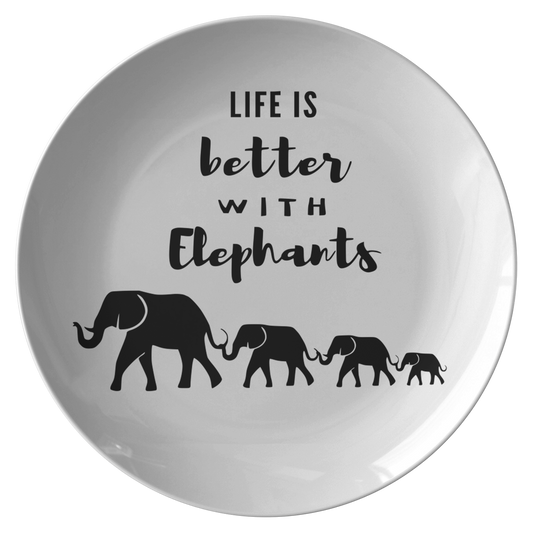 Elephant Round Plate - Decorative Holiday Plate with elephant family