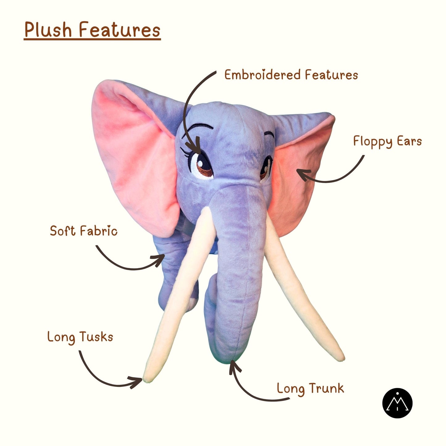 Lovable Plush Gray Elephant Toy of Lila, Amara's Mother - 18 inches