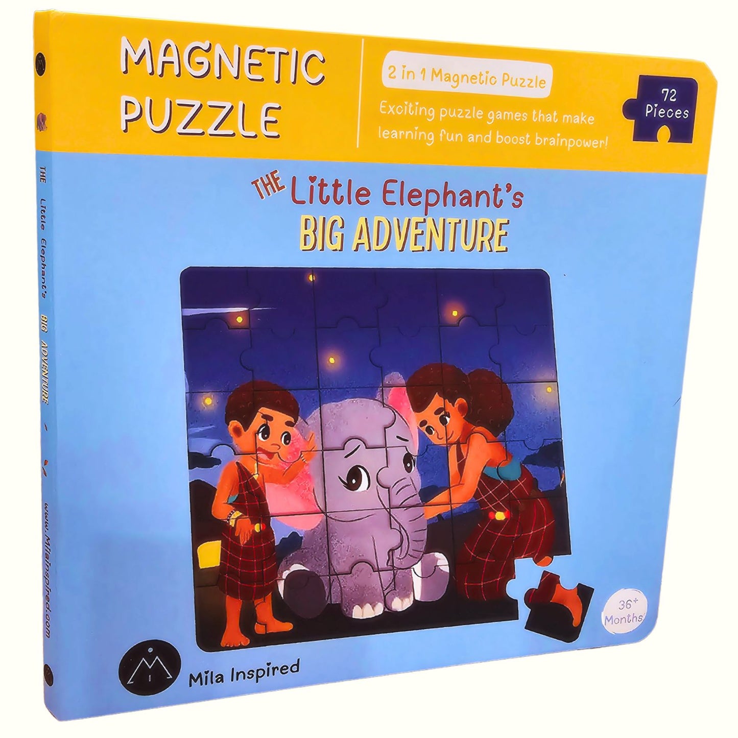 2-in-1 Jigsaw Magnetic Puzzle Book for Fun Learning | Educational Toys for Kids 3+ | Interactive Storybook Puzzles from The Little Elephant's Big Adventure Book