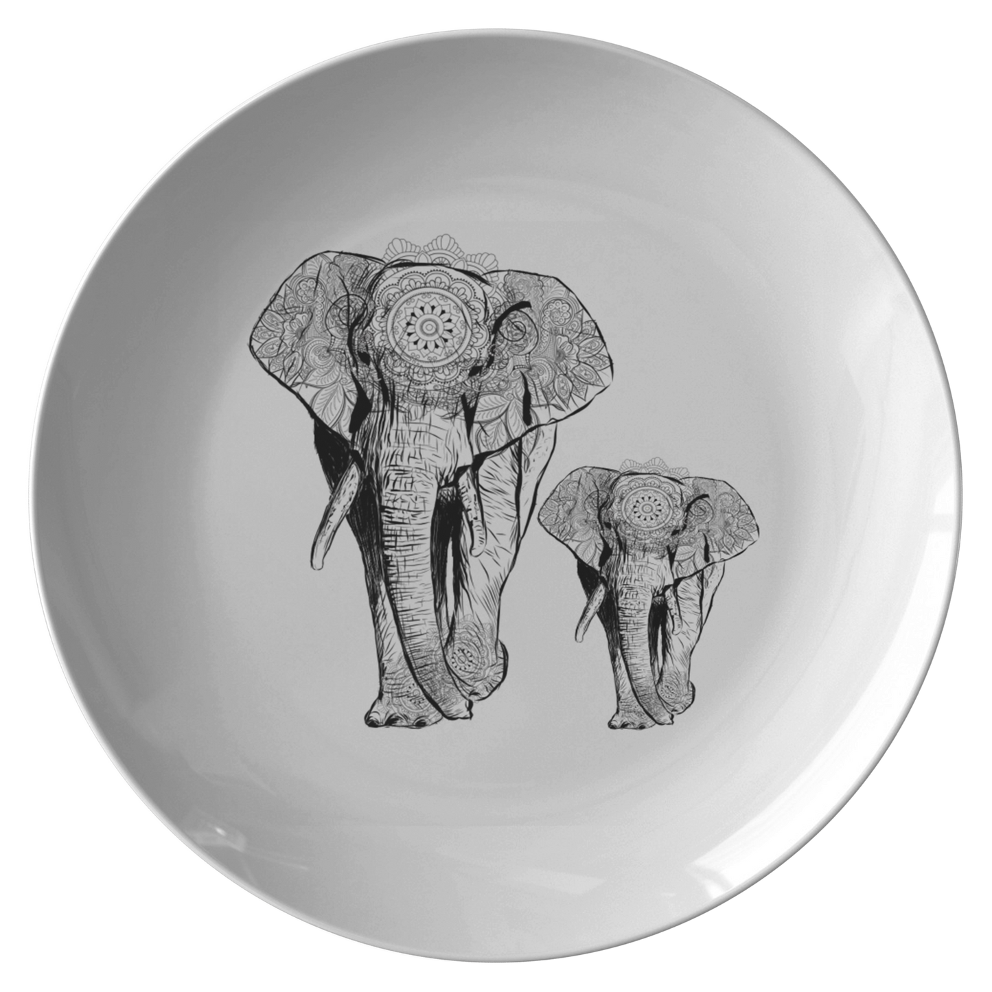 Mandala Elephant Family Plate - unbreakable plate
