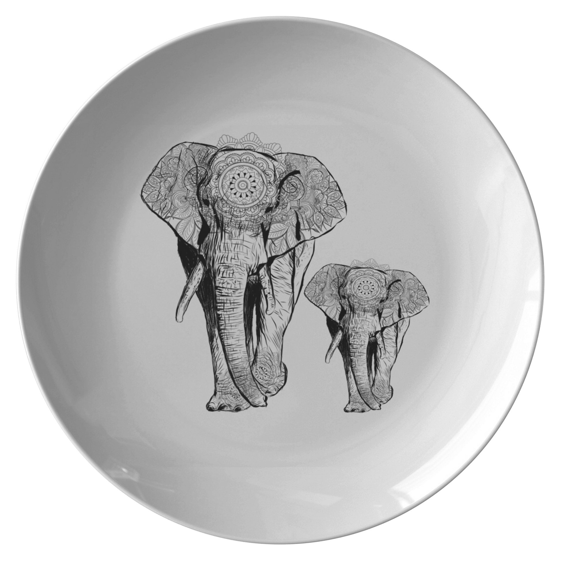 Mandala Elephant Family Plate - unbreakable plate