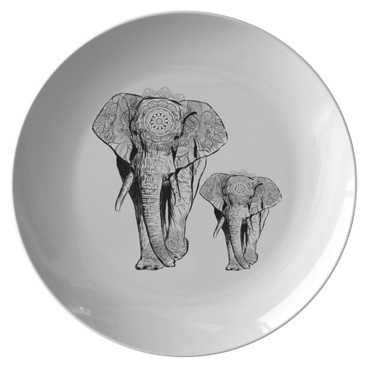 Mandala Elephant Family Plate - unbreakable plate