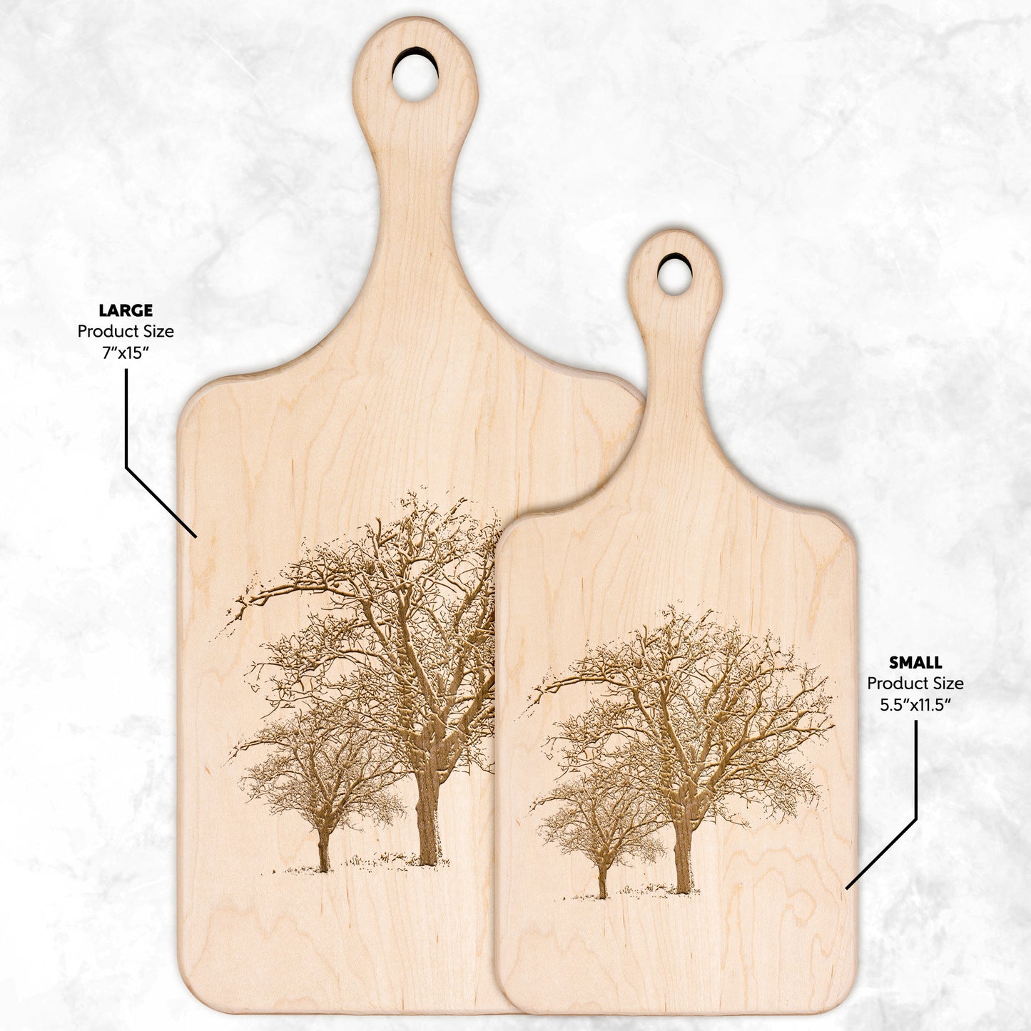 Maple Cutting Board, Walnut Cutting Board, Paddle Cutting Board with Trees, Perfect Housewarming Gift
