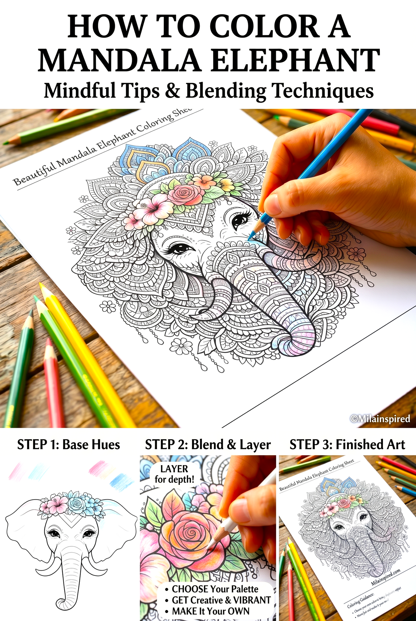 FREE Printable Elephant Mandala Coloring Page | Digital Download PDF