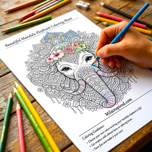 FREE Printable Elephant Mandala Coloring Page | Digital Download PDF