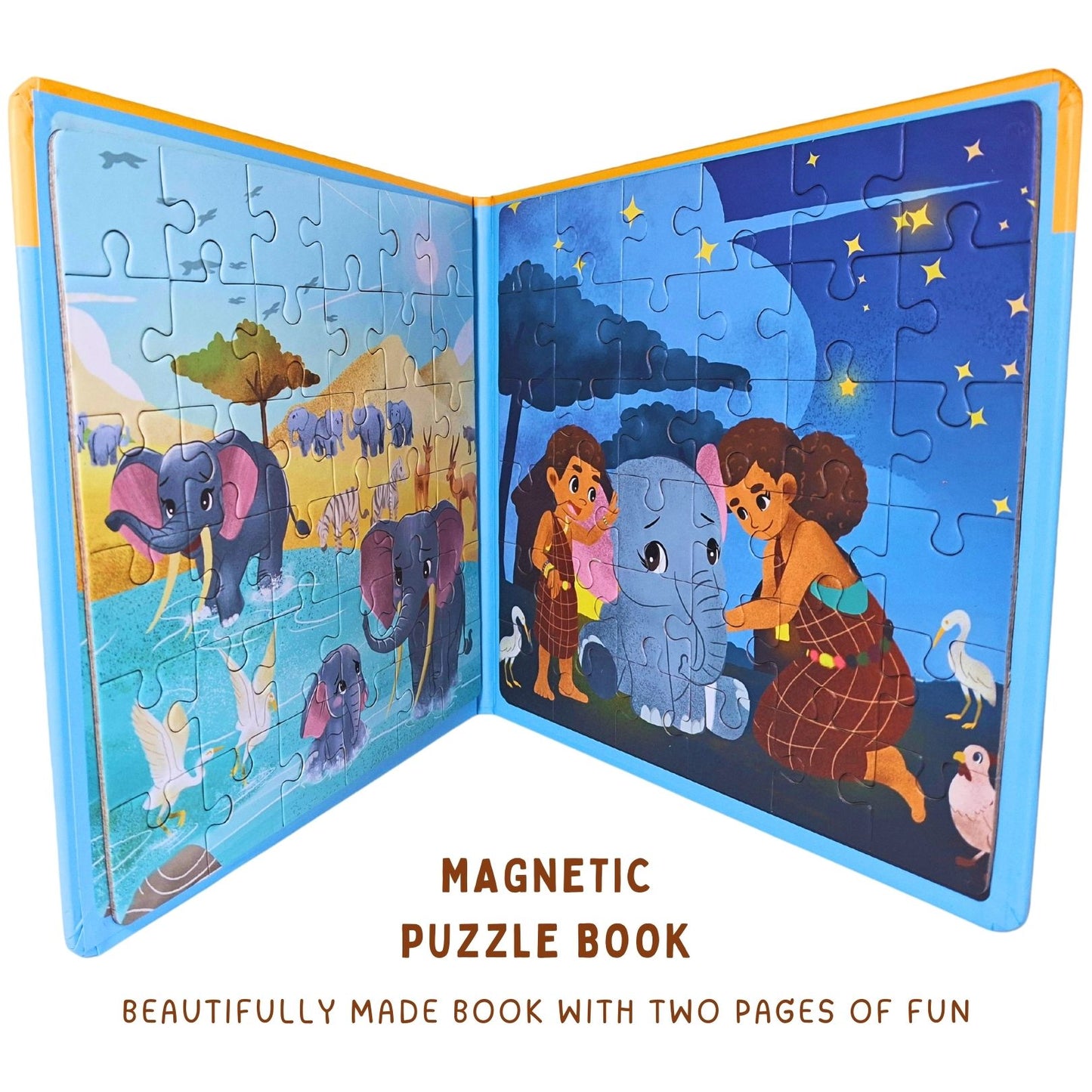 2-in-1 Jigsaw Magnetic Puzzle Book for Fun Learning | Educational Toys for Kids 3+ | Interactive Storybook Puzzles from The Little Elephant's Big Adventure Book